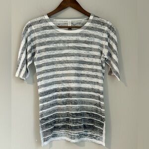 NWOT Whimsy Rose Gray & White Striped Burnout Tee - Size S